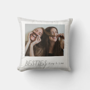 Modern Minimalist Best Friends BFF Photo Throw Pillow