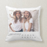 Modern Minimalist Best Friends BFF Photo Throw Pillow<br><div class="desc">Design is composed of fun and playful typography with sans serif and serif font. Add a custom photo.</div>