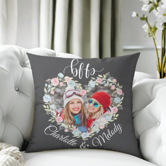 Modern Minimalist Best Friends BFF Photo Throw Pillow