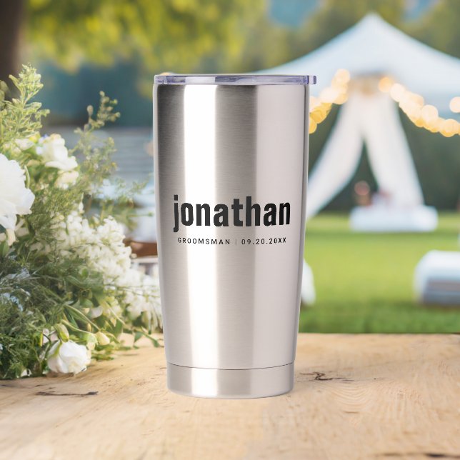 Modern Minimalist Best Man Groomsmen Gifts for Him Insulated Tumbler (Wedding)