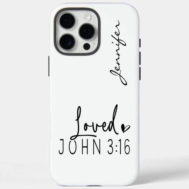 Modern Minimalist Bible Verse John 3:16 iPhone  Case-Mate iPhone Case (Back)