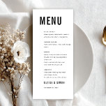Modern Minimalist Big Bold Monogram Chic Wedding Menu<br><div class="desc">Complete your reception tablescape with this modern black-and-white wedding menu card. The bold font and clean layout create a striking yet elegant look,  perfect for contemporary and formal weddings. Customize with your meal selections.</div>