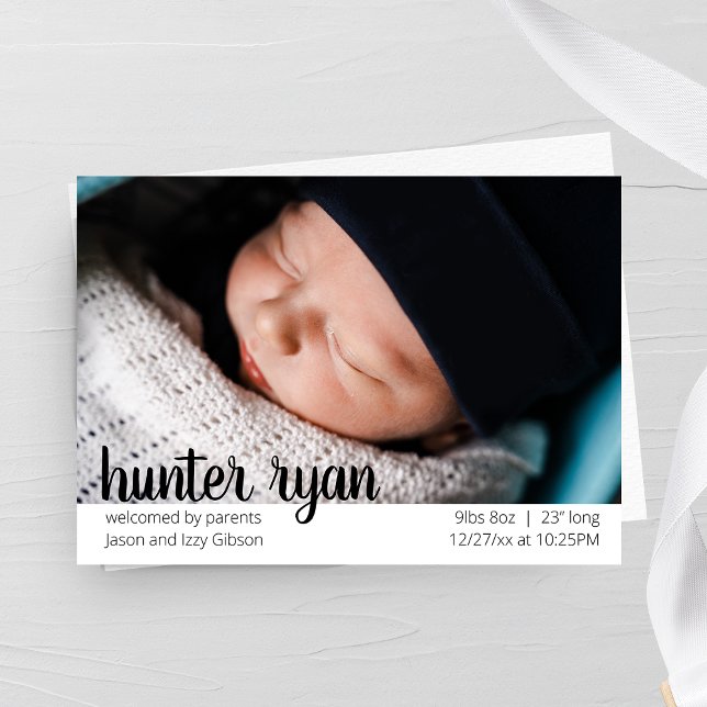 Modern Minimalist Birth Announcement Card (Creator Uploaded)