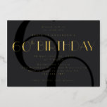 Modern Minimalist Black 60th Birthday Gold<br><div class="desc">A modern minimalist 60th birthday invitation features a monochromatic off black grey palette with real gold foil typography. Personalize all the important details including name,  date,  time,  location and RSVP info</div>