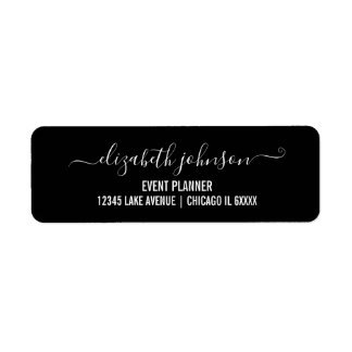 Modern Minimalist Black Address Label