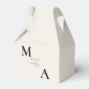 Modern Minimalist Black and Ecru Wedding Favor Box