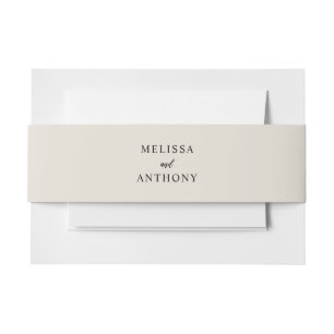Modern Minimalist Black and Ecru Wedding Invitation Belly Band