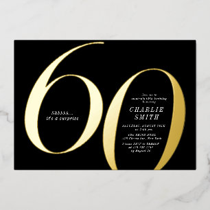 Modern minimalist black and gold 60th birthday