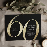 Modern minimalist black and gold 60th birthday invitation<br><div class="desc">Modern minimalist 60th birthday party invitation features stylish faux gold foil number 60 and your party details in classic serif font on black background colour, simple and elegant, great surprise adult milestone birthday invitation for men and women. the black background colour can be changed to any colour of your choice....</div>