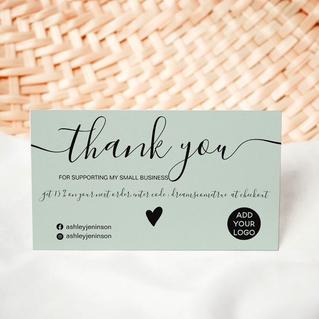 Modern minimalist black and greenorder thank you business card (Modern minimalist black and green order thank you business card)