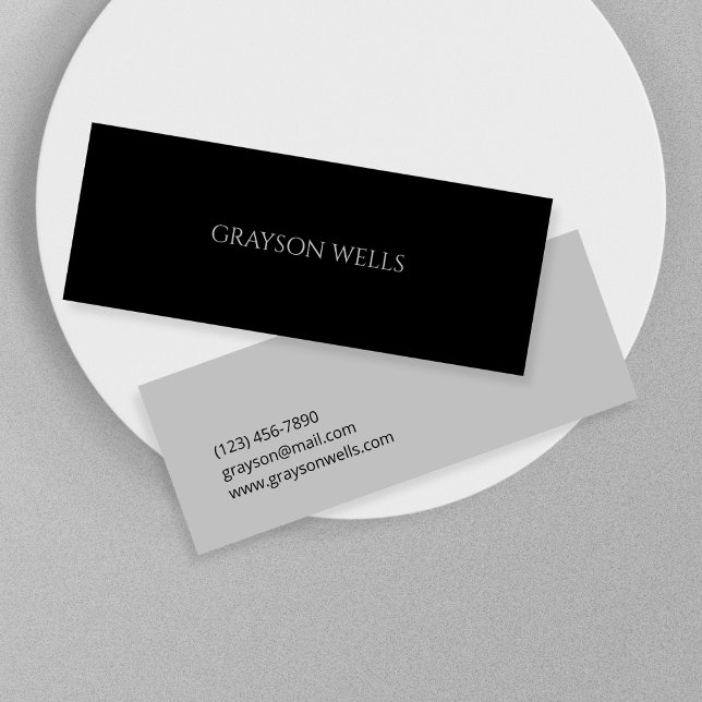 Modern Minimalist Black and Grey Professional Mini Business Card (Modern Minimalist Black and Grey Professional Mini Business Card)