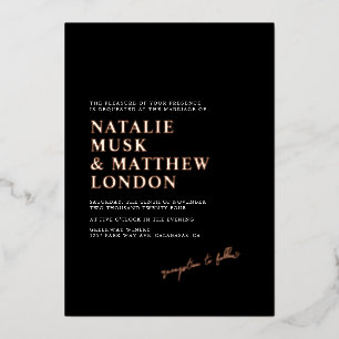 Modern Minimalist Black and Real Foil Wedding