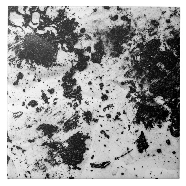 Modern Minimalist Black and White Abstract Pattern Tile (Front)