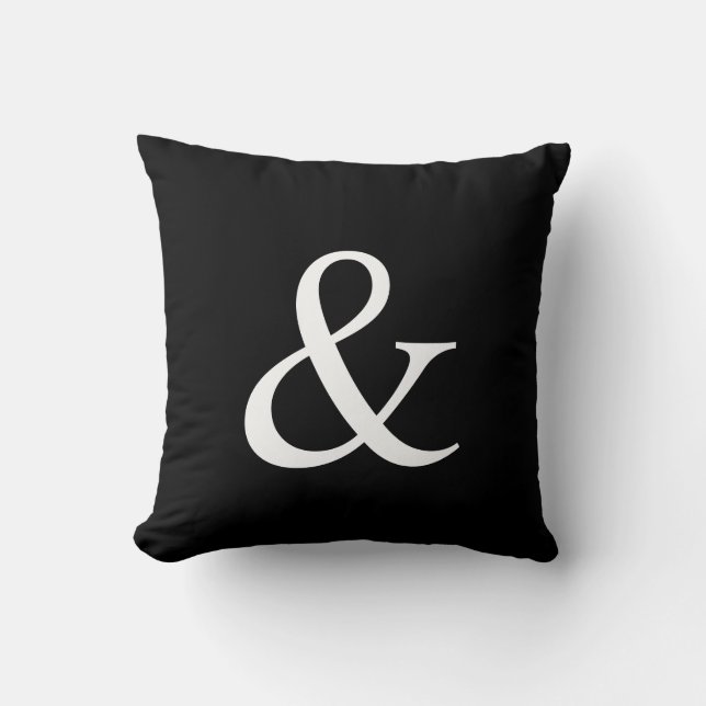 Modern Minimalist Black and White Ampersand  Throw Pillow (Front)