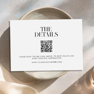Modern Minimalist Black and White Chic Wedding Enclosure Card