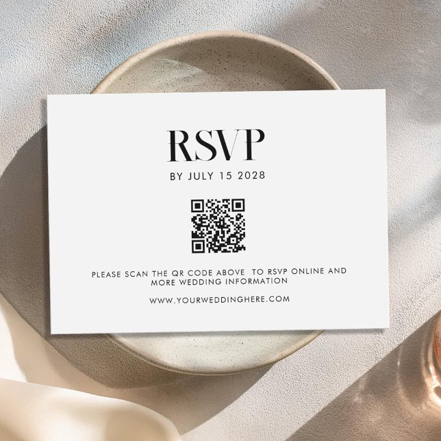 Modern Minimalist Black and White Chic Wedding RSVP Card (Creator Uploaded)