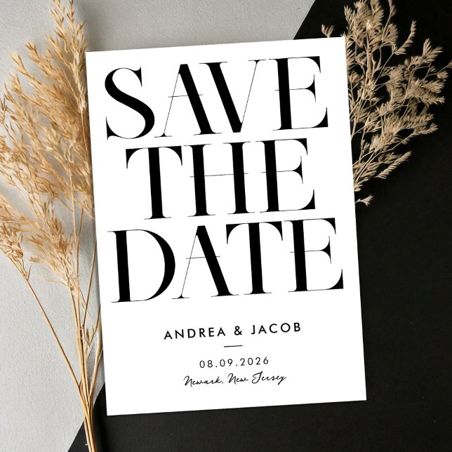 Modern Minimalist Black and White Chic Wedding Save The Date (Creator Uploaded)