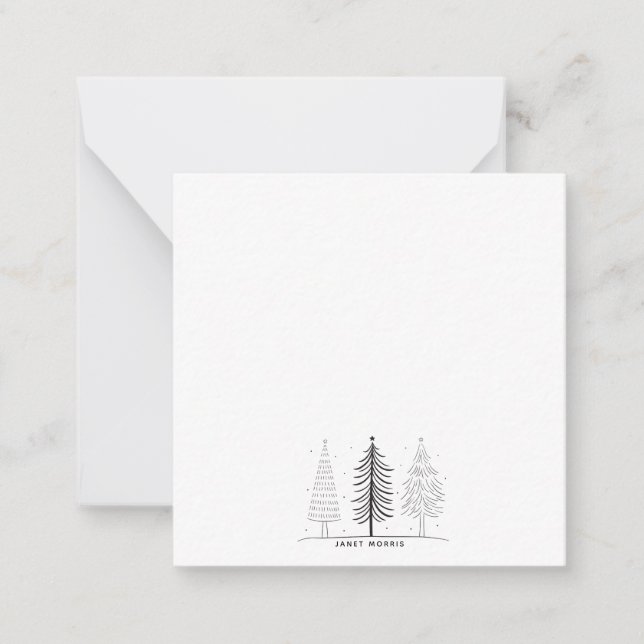 Modern Minimalist Black And White  Christmas Tree Card (Front)