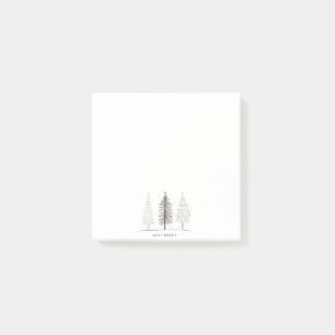 Modern Minimalist Black And White  Christmas Tree Post-it Notes