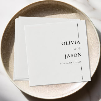 Modern Minimalist Black and White Custom Wedding Napkin