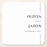 Modern Minimalist Black and White Custom Wedding Square Paper Coaster<br><div class="desc">Modern Minimalist Black and White Custom Wedding Coasters</div>