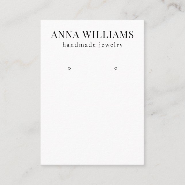 Modern Minimalist Black and White Earring Display Business Card (Front)