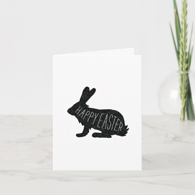Modern Minimalist Black and White Easter Bunny Holiday Card (Front)