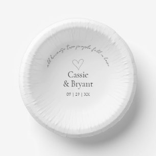 Modern Minimalist Black and White Elegant Wedding Paper Plate