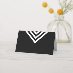 Modern Minimalist Black and White Geometric Place Card