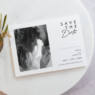 Modern Minimalist Black And White Horizontal  Save The Date