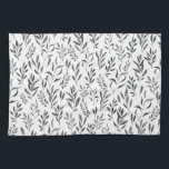 Modern Minimalist Black and White Leaves  Kitchen Towel<br><div class="desc">Beautiful watercolor rustic black and white botanical leaves pattern kitchen towel</div>