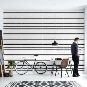 Modern Minimalist Black and White Line Peel Stick Wallpaper