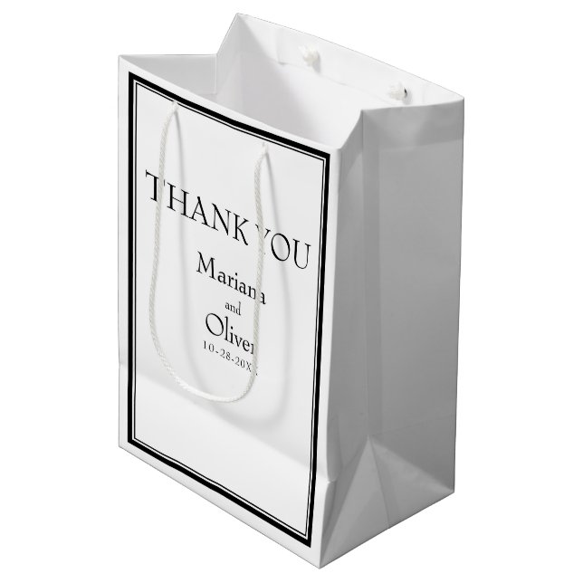 Modern Minimalist Black and White Medium Gift Bag (Front Angled)