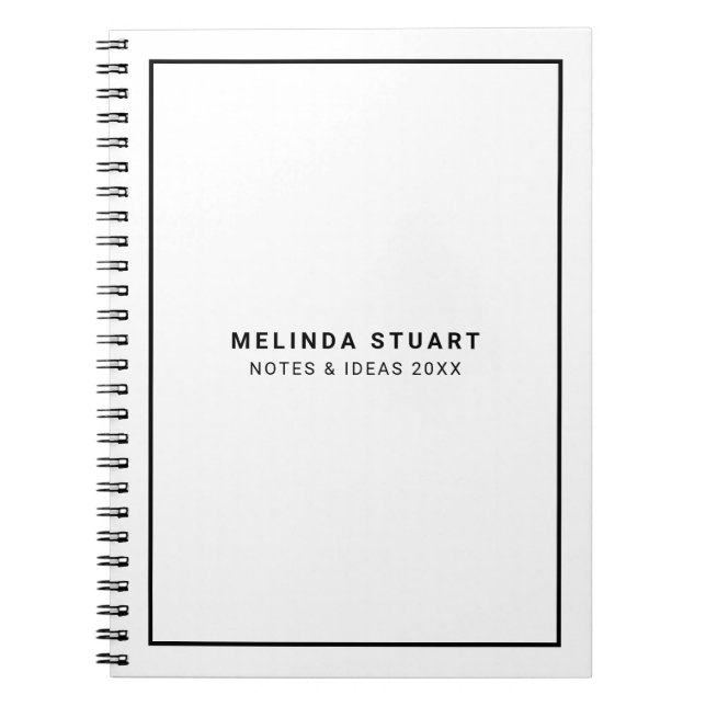 Modern Minimalist Black and White Notebook (Front)