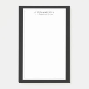 Modern Minimalist Black And White Personalized Post-it Notes