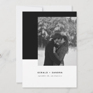 Modern Minimalist Black and White  Photo Save The Date