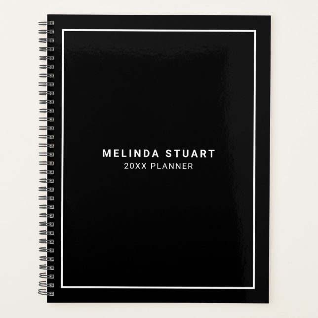 Modern Minimalist Black and White Planner (Front)