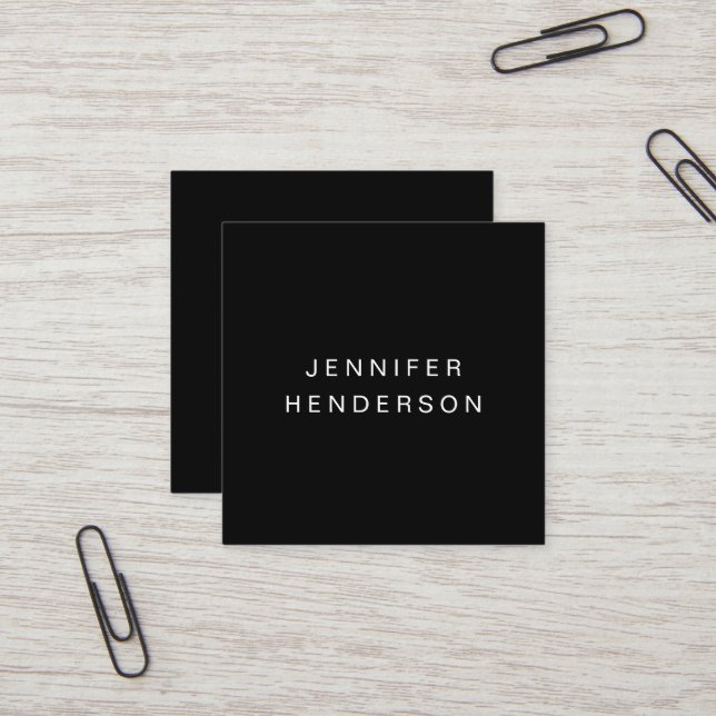 Modern minimalist black and white professional square business card (Front/Back In Situ)