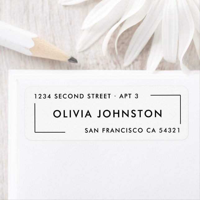 Modern Minimalist Black and White Return Address  (Insitu)