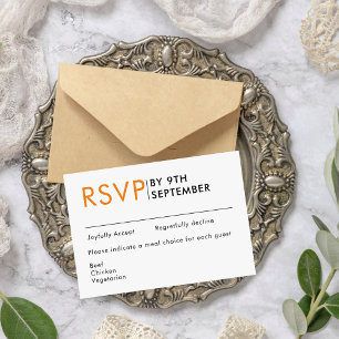 Modern Minimalist Black and White RSVP Card