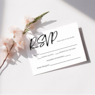 Modern Minimalist Black and White RSVP Card