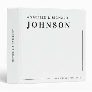 Modern Minimalist Black and White Simple Wedding Binder