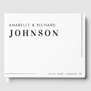 Modern Minimalist Black and White Simple Wedding Guest Book