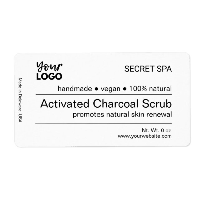 Modern Minimalist Black and White Skin Care Label (Front)