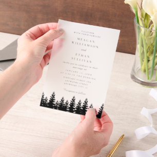 Modern Minimalist Black and White Summer Wedding  Vellum Invitations