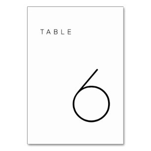 Modern Minimalist Black and White Table Number
