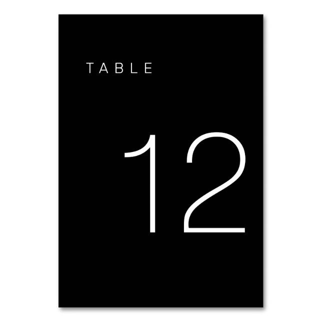 Modern Minimalist Black and White Table Number 12 (Back)