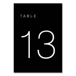 Modern Minimalist Black and White Table Number 13