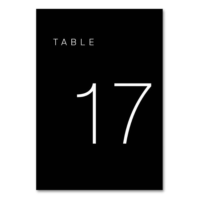 Modern Minimalist Black and White Table Number 17 (Back)