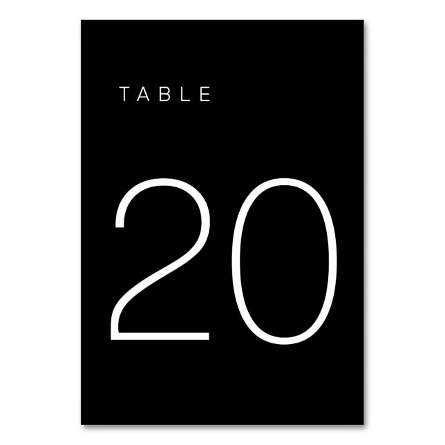 Modern Minimalist Black and White Table Number 20 (Front)